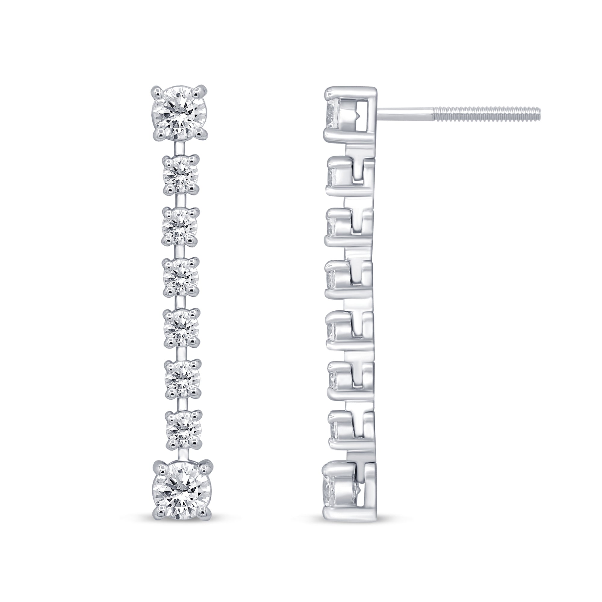 Aretes Drop De Diamante En Oro Blanco De 14K 1.02Ct