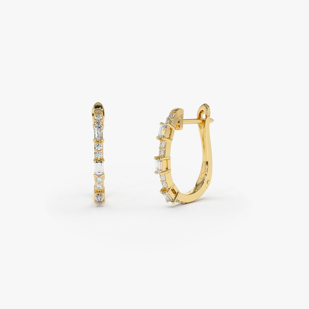 Aretes Huggies De Diamante En Oro Amarillo De 14K 0.28Ct