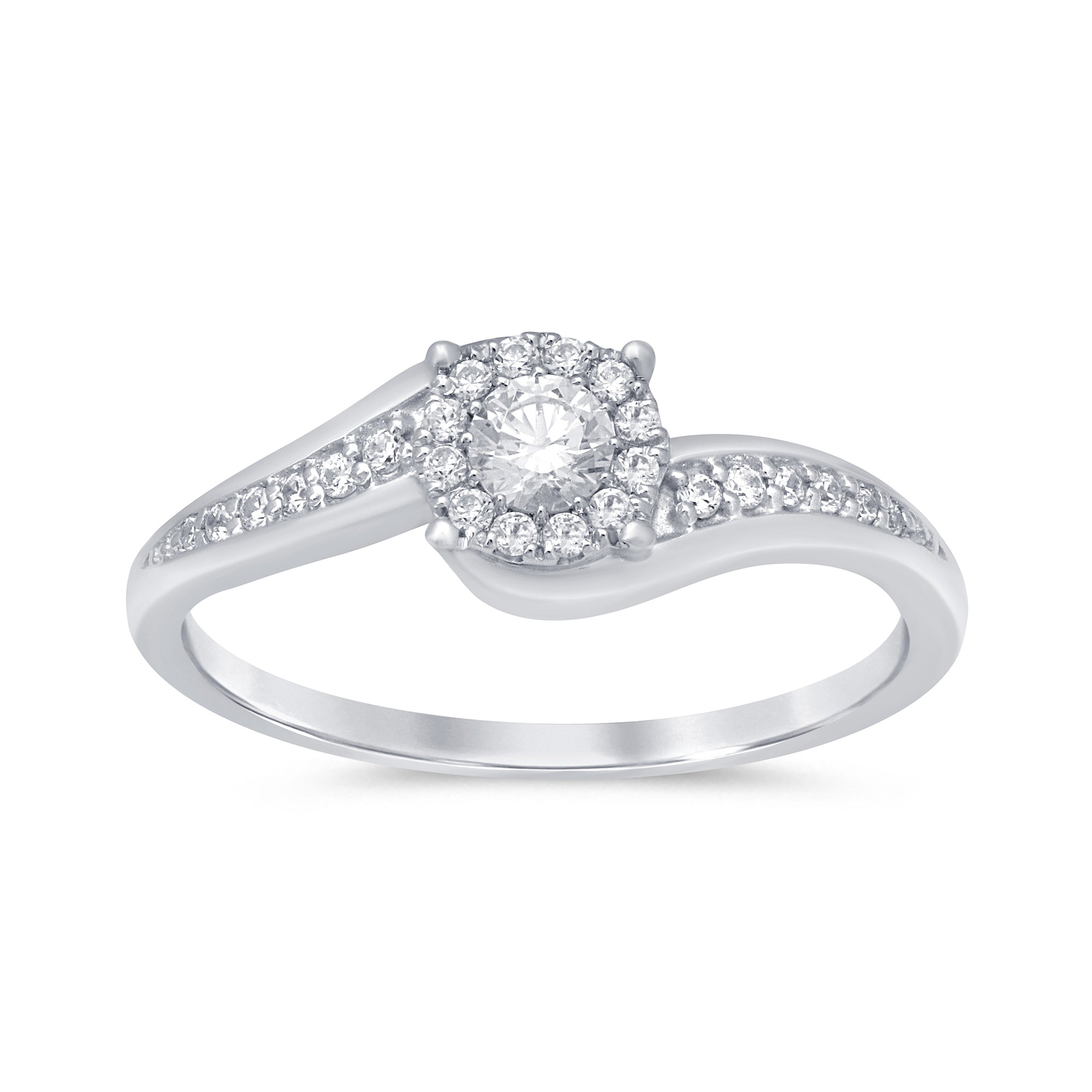 Anillo Solitaire De Diamante En Oro Blanco De 14K .16Ct