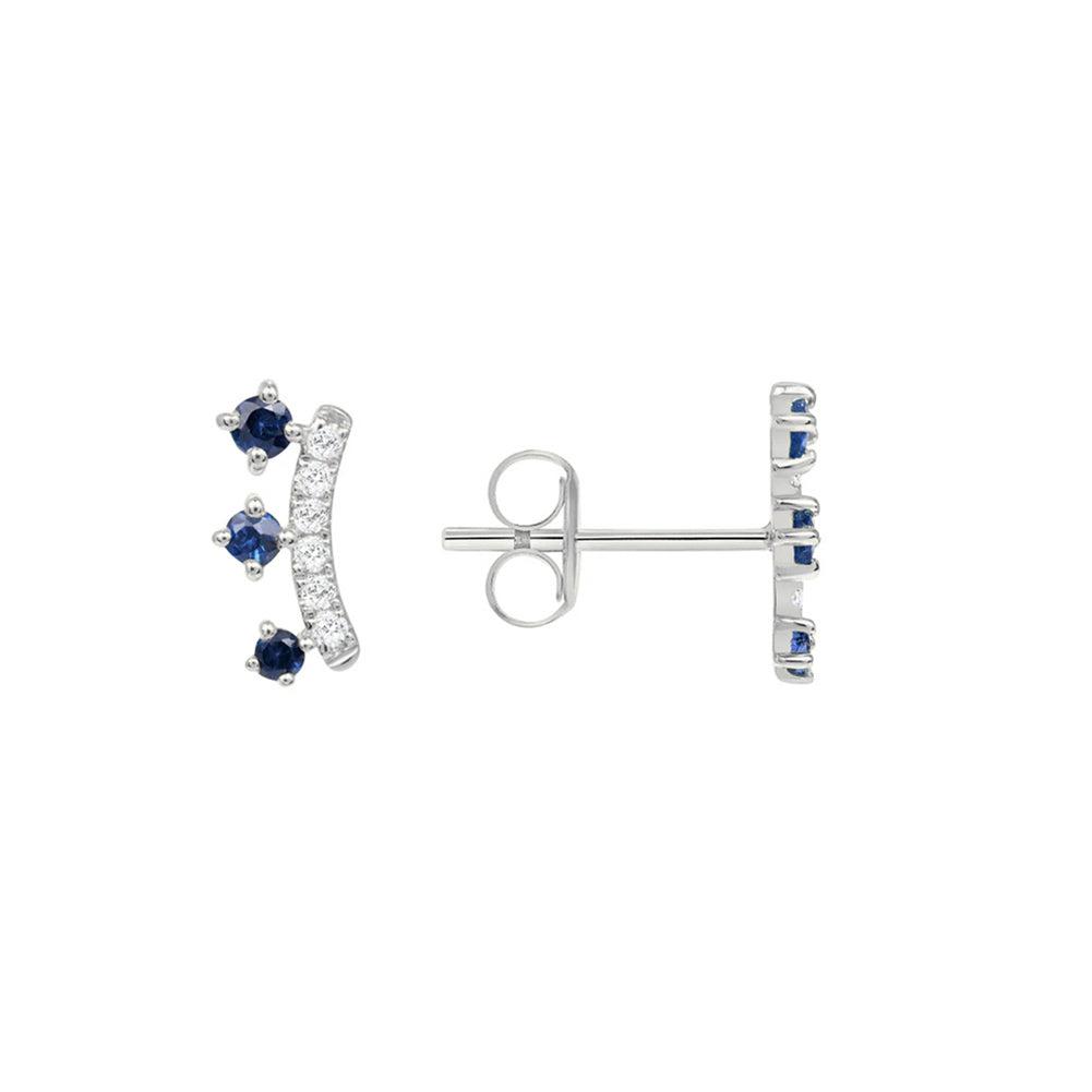Arete Studs Plata S925 Baño de oro con Piedra Estilo Diamante 1.0g
