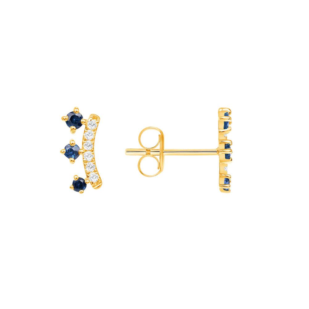 Arete Studs Plata S925 Baño de oro 18k con Piedra Estilo Diamante 1.0g