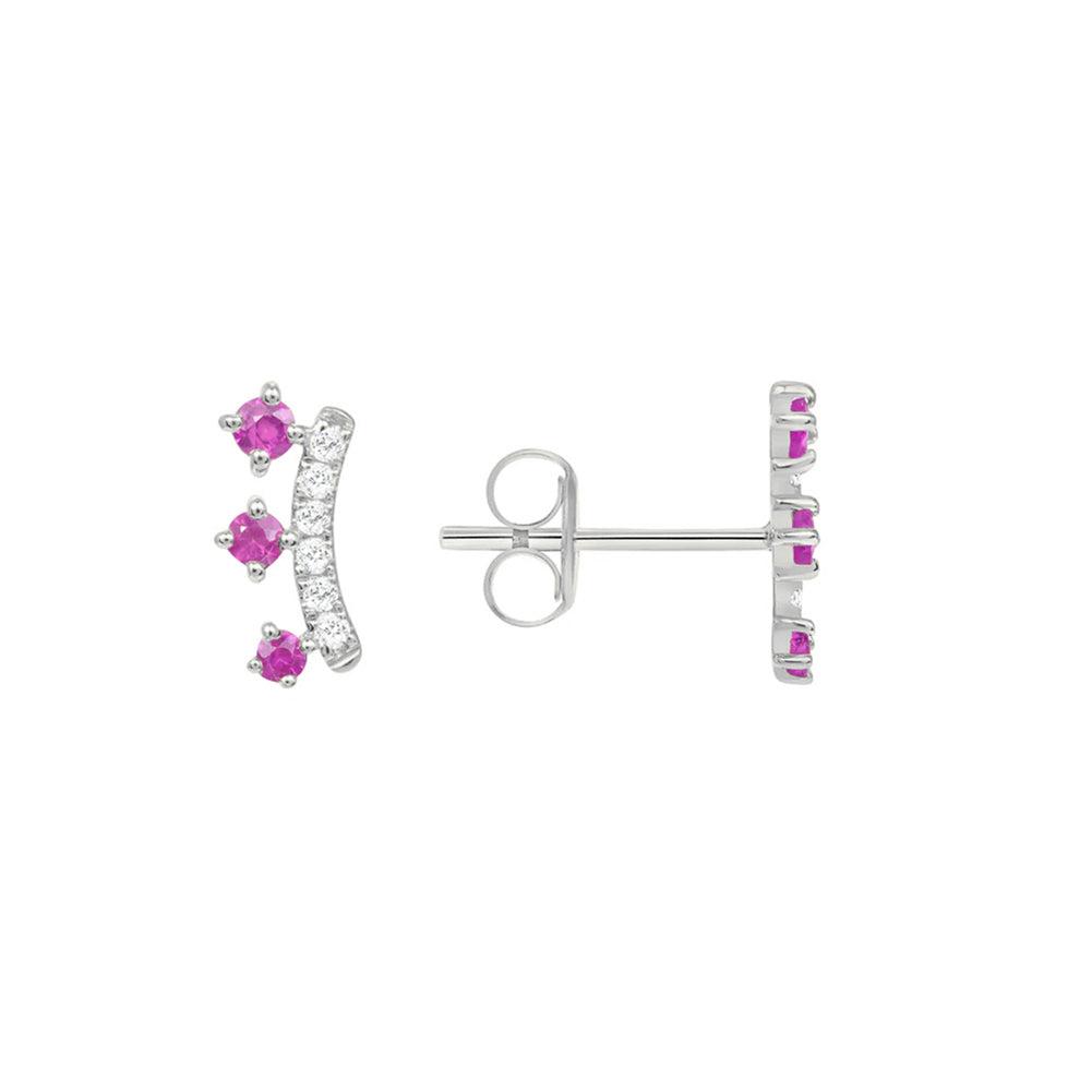 Arete Studs Plata S925 Baño de oro con Piedra Estilo Diamante 1g