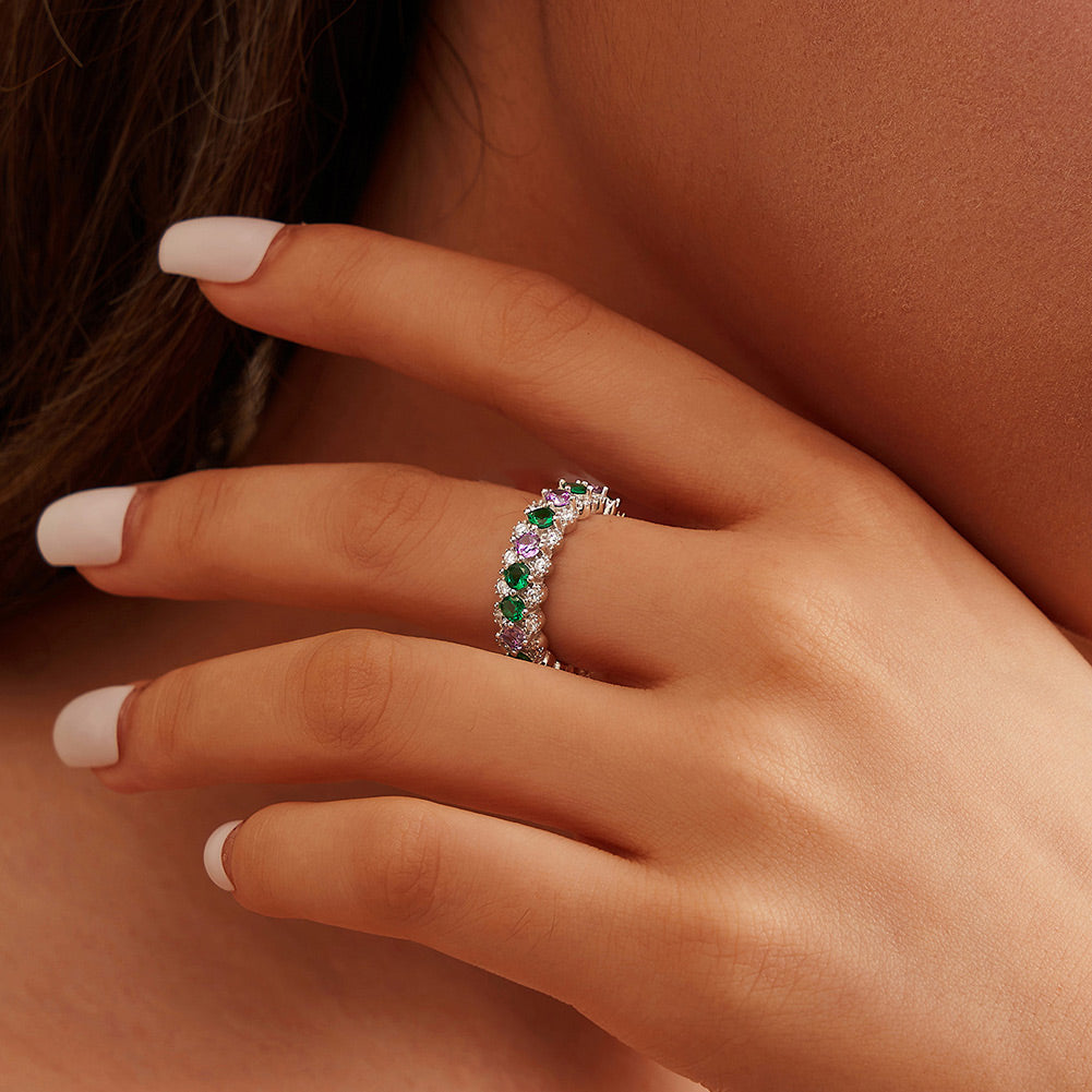 Anillo Eternity Plata S925 Baño de oro 5. 1g