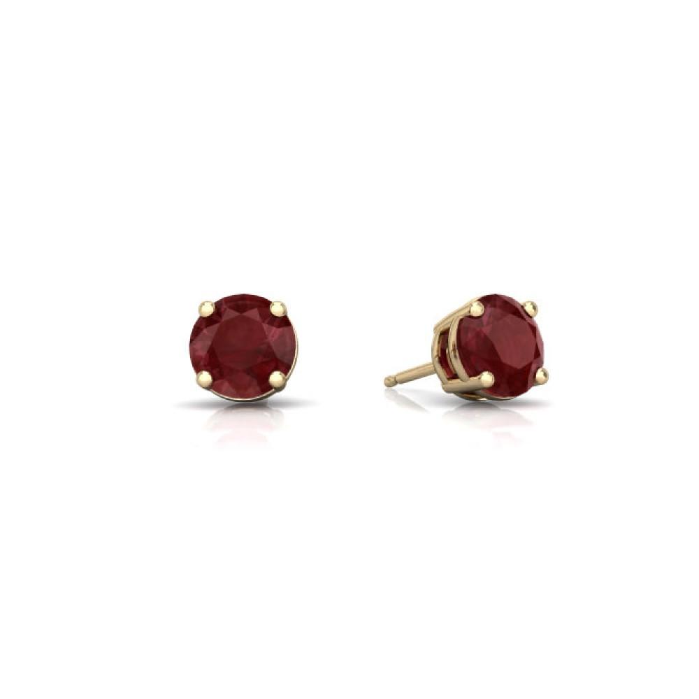 Aretes En Oro Amarillo De 14K Con Rubí 2.0 Ct