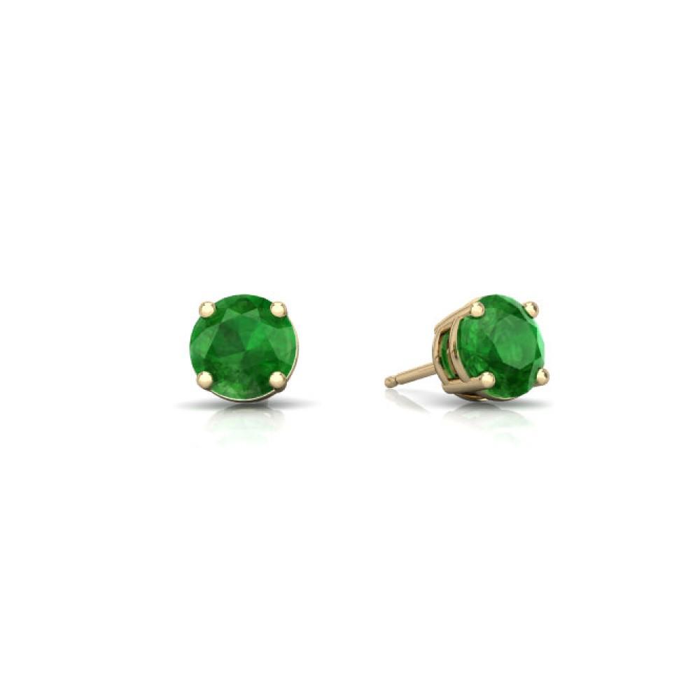 Aretes En Oro Amarillo De 14K Con Esmeralda 1.2 Ct