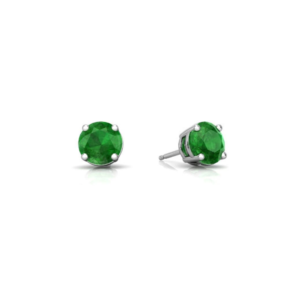 Aretes En Oro Blanco De 14K Con Esmeralda 1.2 Ct