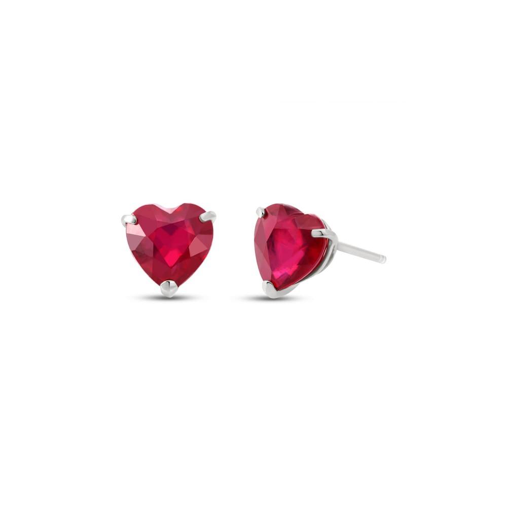 Aretes En Oro Blanco De 14K Con Rubí 3.5 Ct