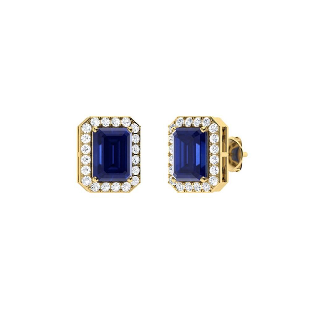 Aretes En Oro Amarillo De 14K Con Diamante Y Esmeralda 2.07 Ct