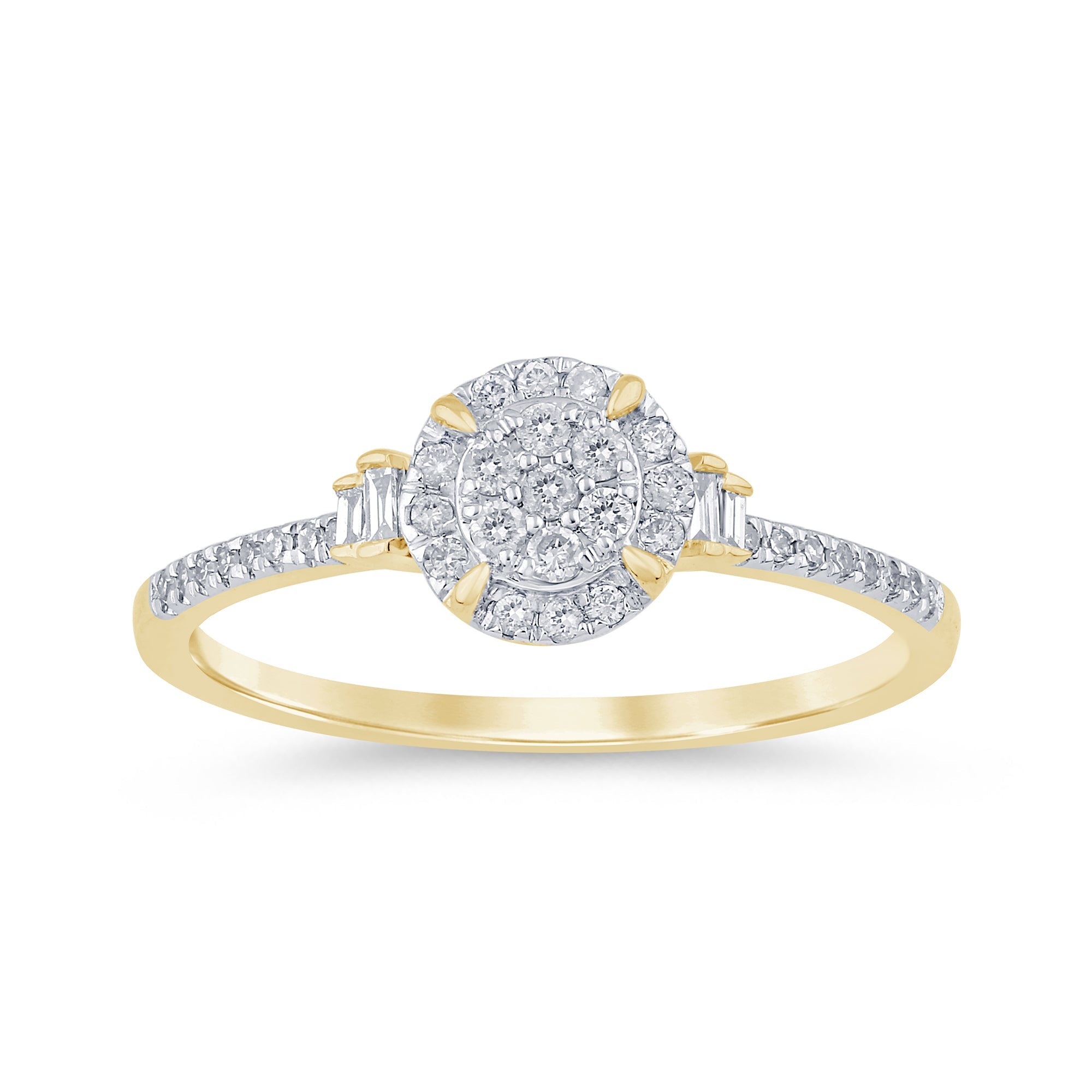 Anillo De Diamante En Oro Amarillo De 14K .22Ct