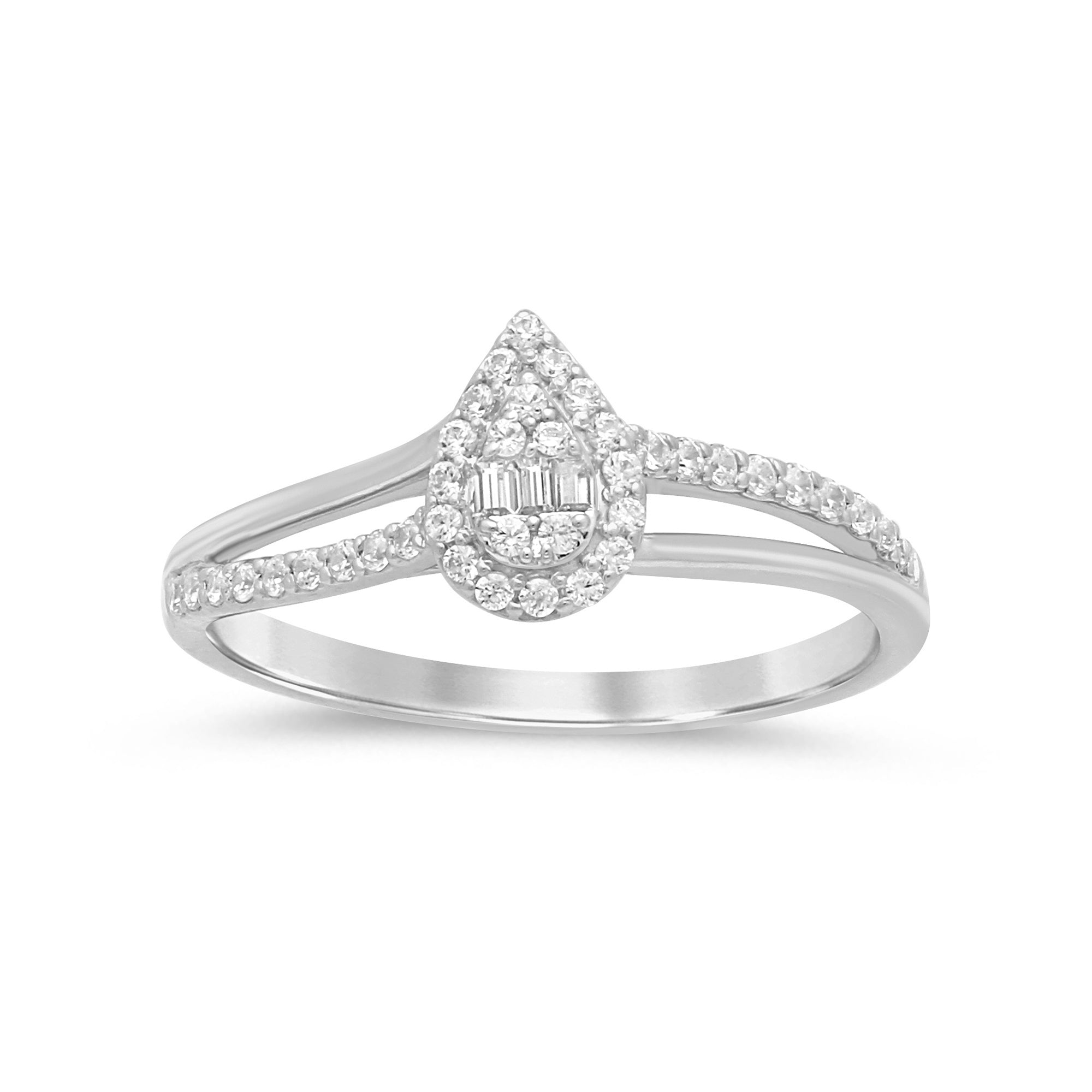 Anillo De Diamante En Oro Blanco De 14K .22 Ct