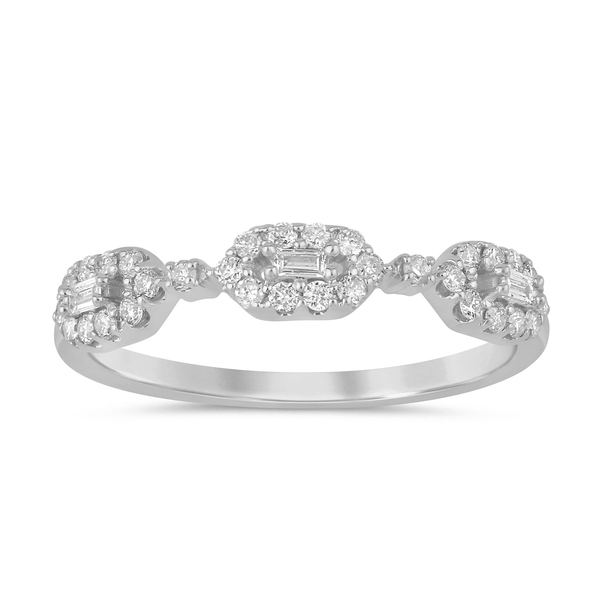 Anillo De Diamante En Oro Blanco De 14K .27Ct