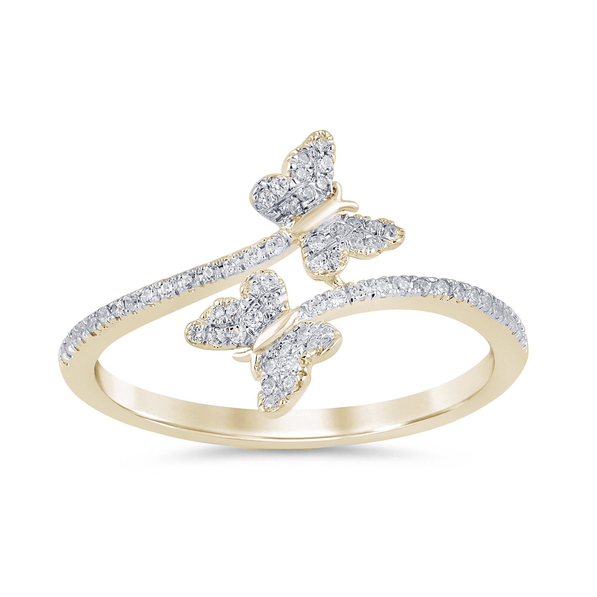 Anillo Mariposa De Diamante En Oro Amarillo De 14K .18Ct