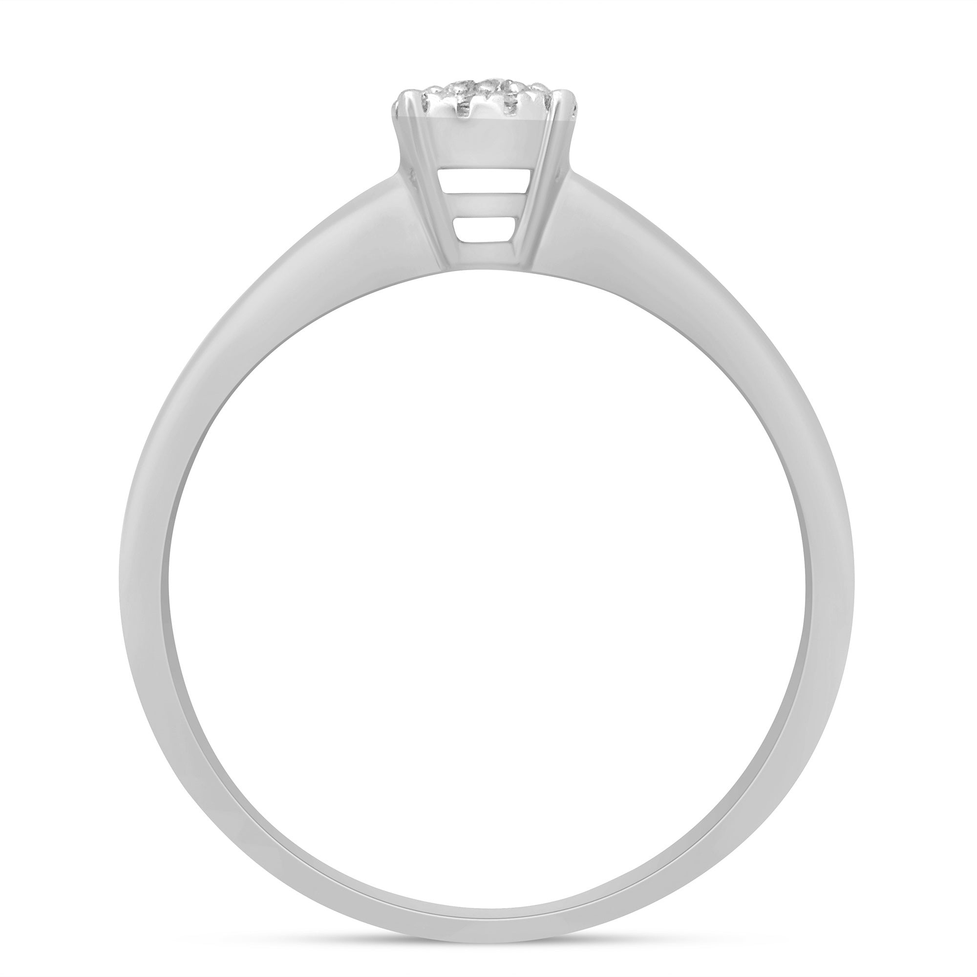 Anillo de compromiso diamante natural de 0.15ct. oro blanco de 14K.