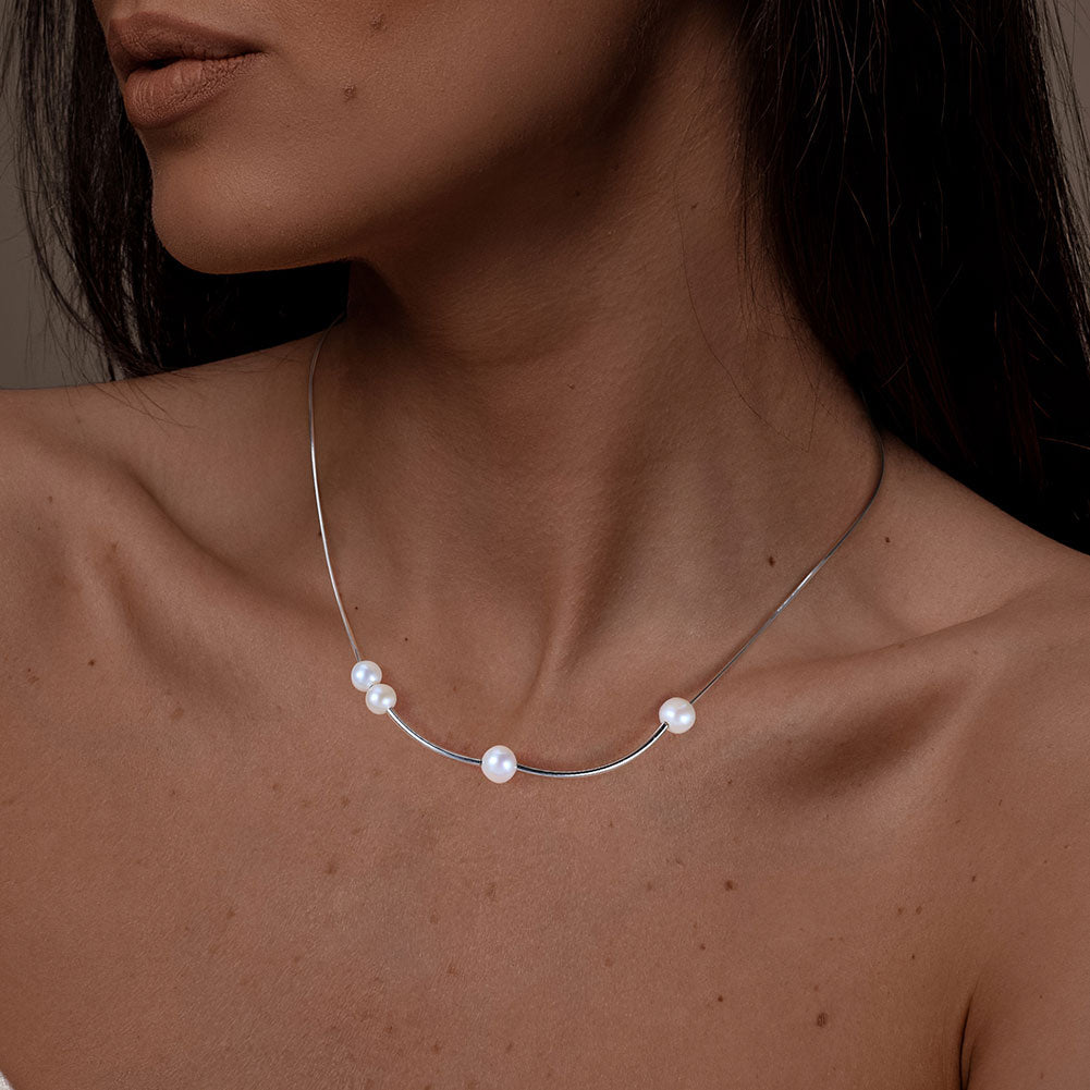 Collar Plata S925 Baño de oro con Perla natural 4.44g