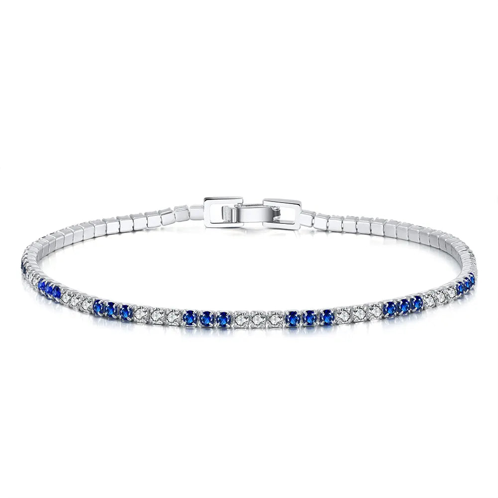 Pulsera Tennis Plata S925 Baño de oro con Piedra Estilo Diamante 7.0"
