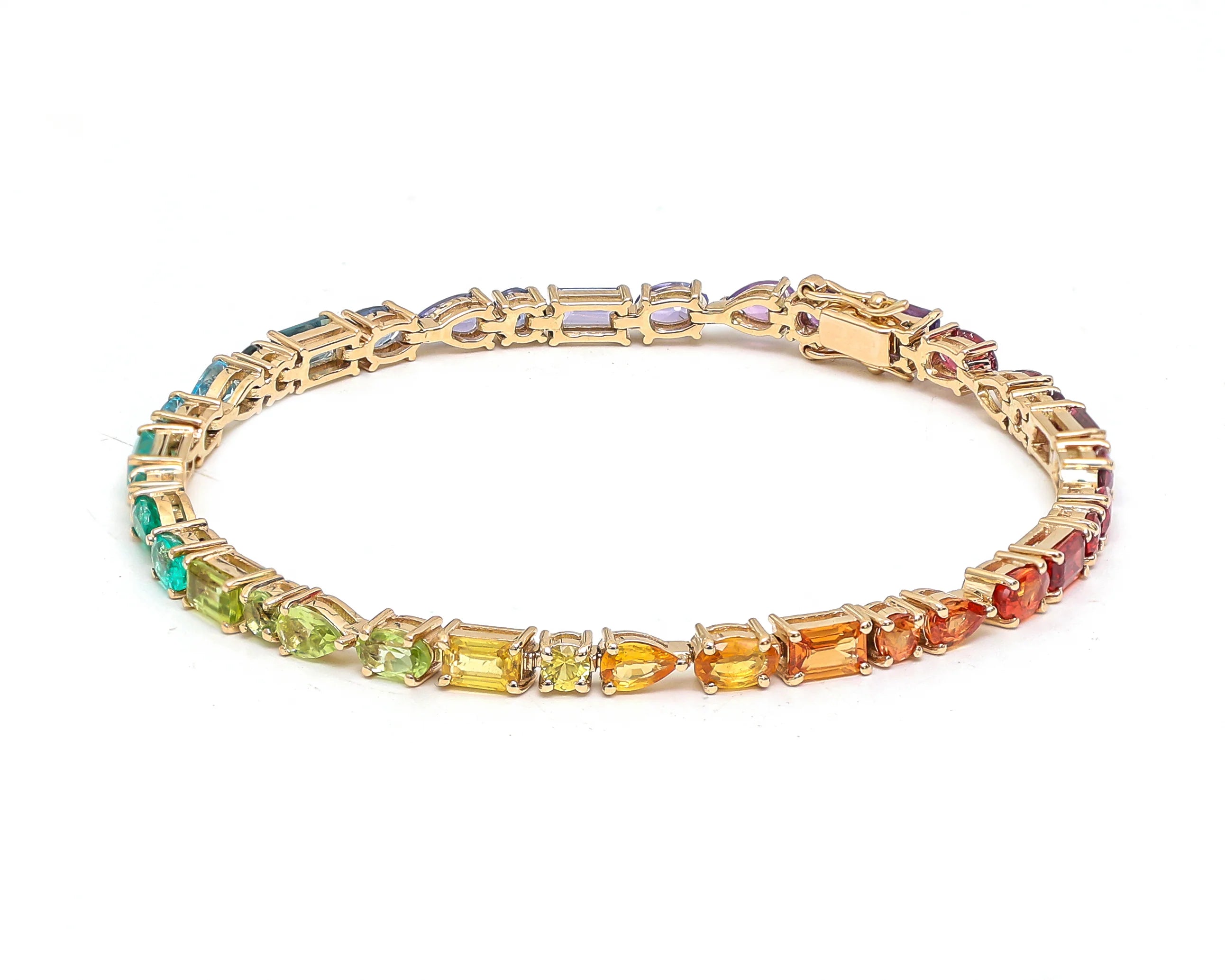 Pulsera Tenis Rainbow multi shape  14k 8.5 cts
