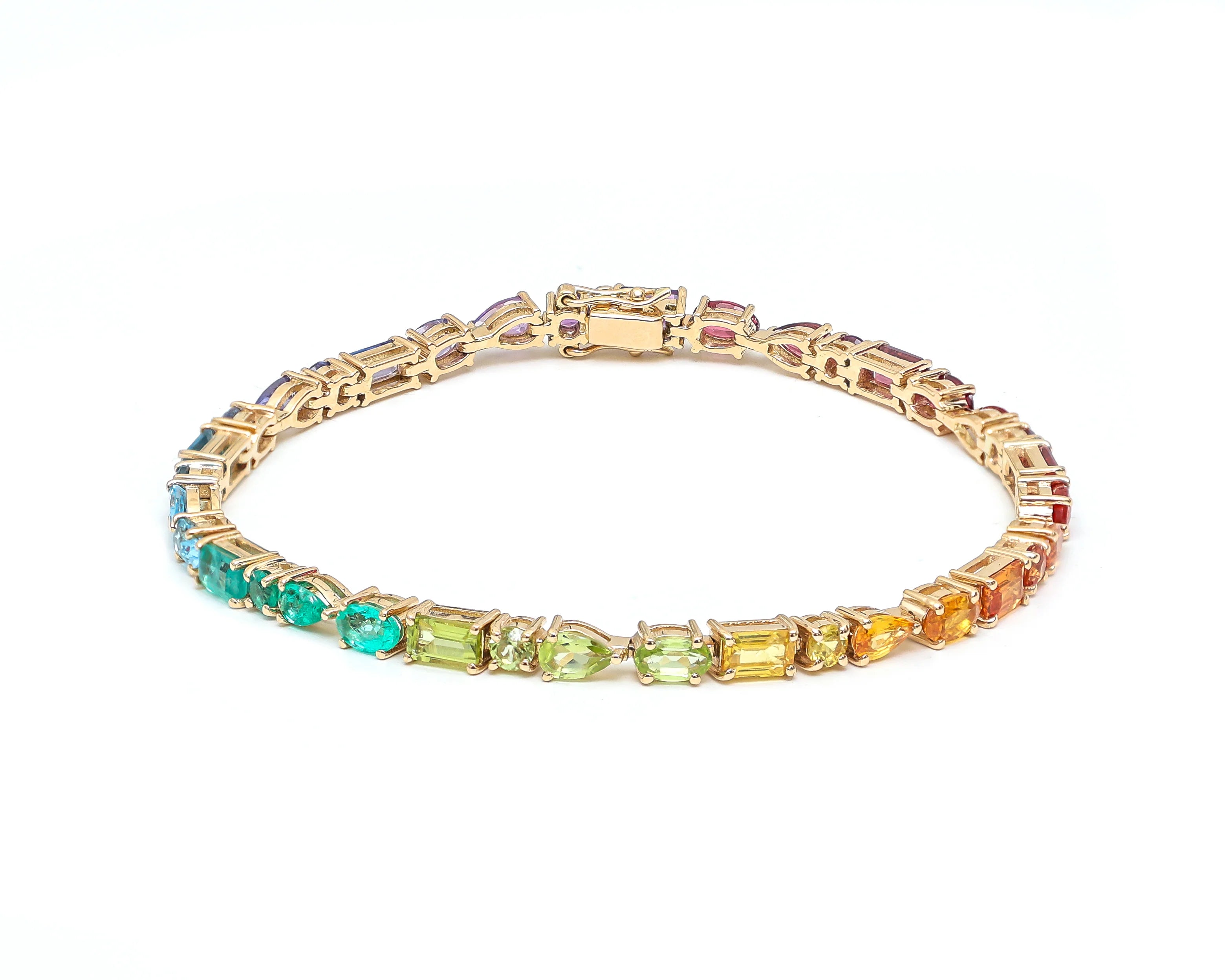 Pulsera Tenis Rainbow multi shape  14k 8.5 cts
