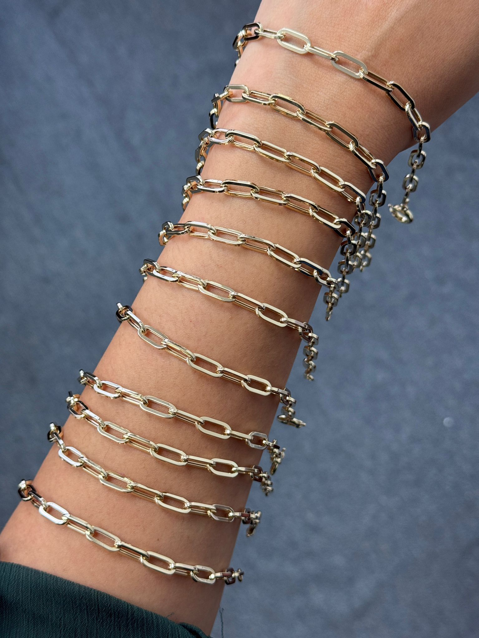 Paper clip  oro 14k pulsera