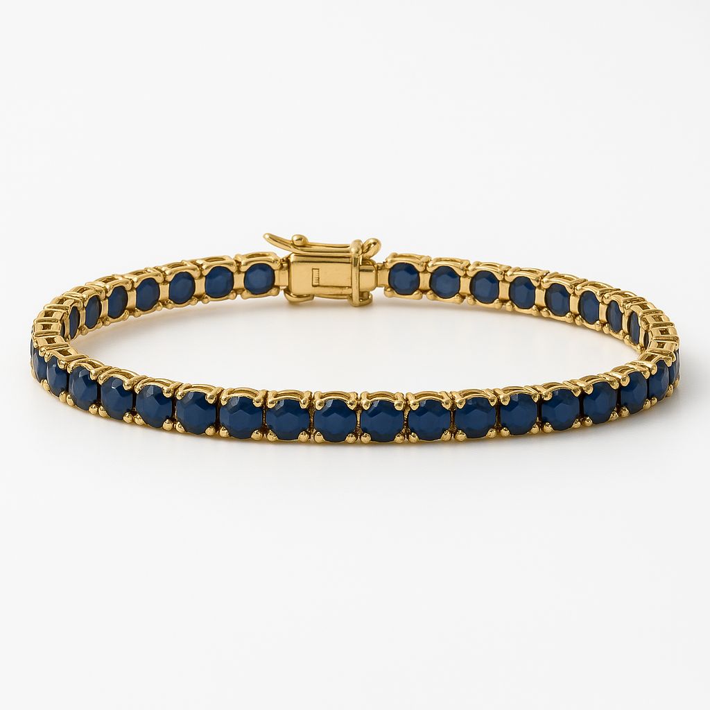 Pulsera De Zafiro En Oro Amarillo De 14 K De 8.5CT.
