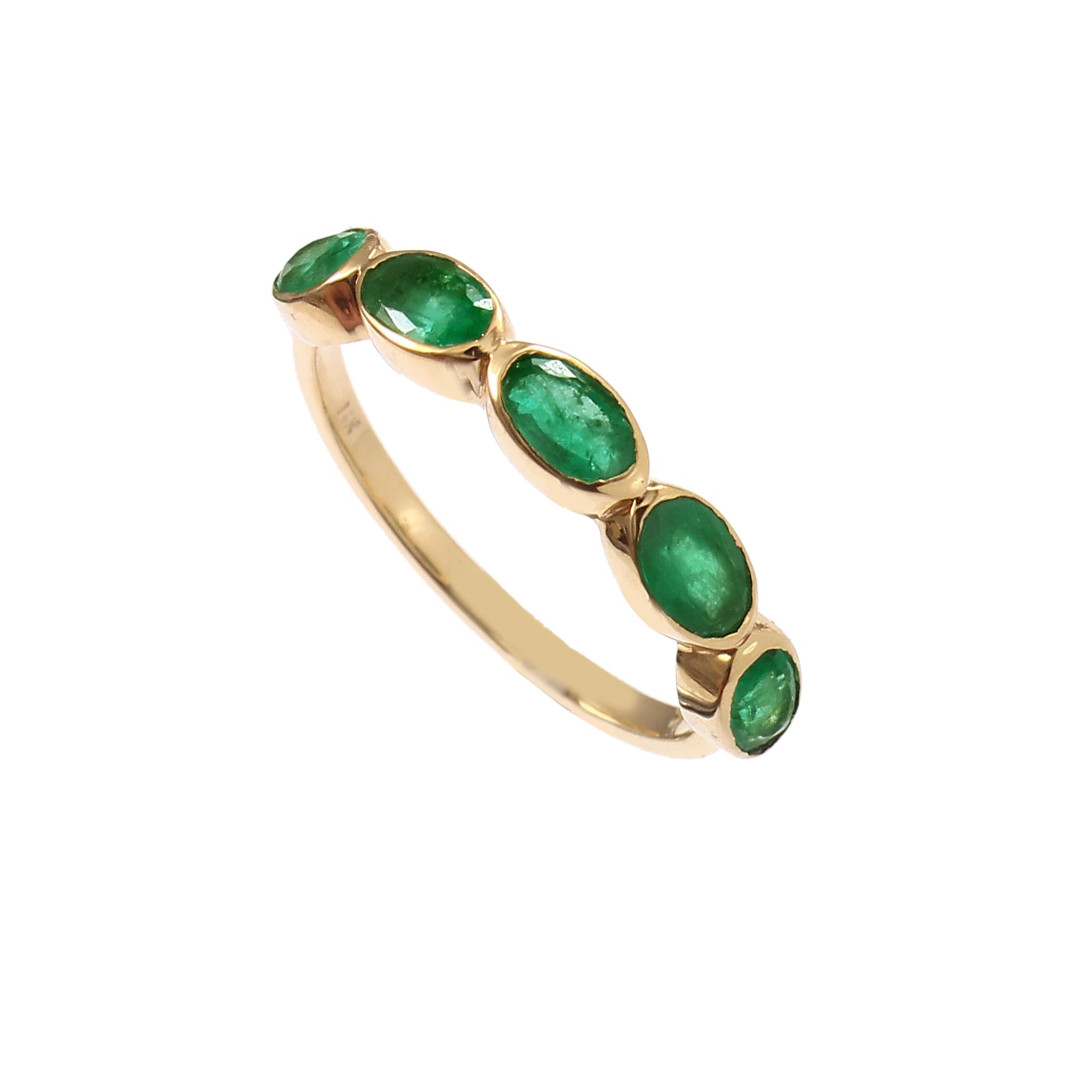 Anillo De Bisel En Oro Amarillo De 14K Con Esmeralda 1.6 Ct