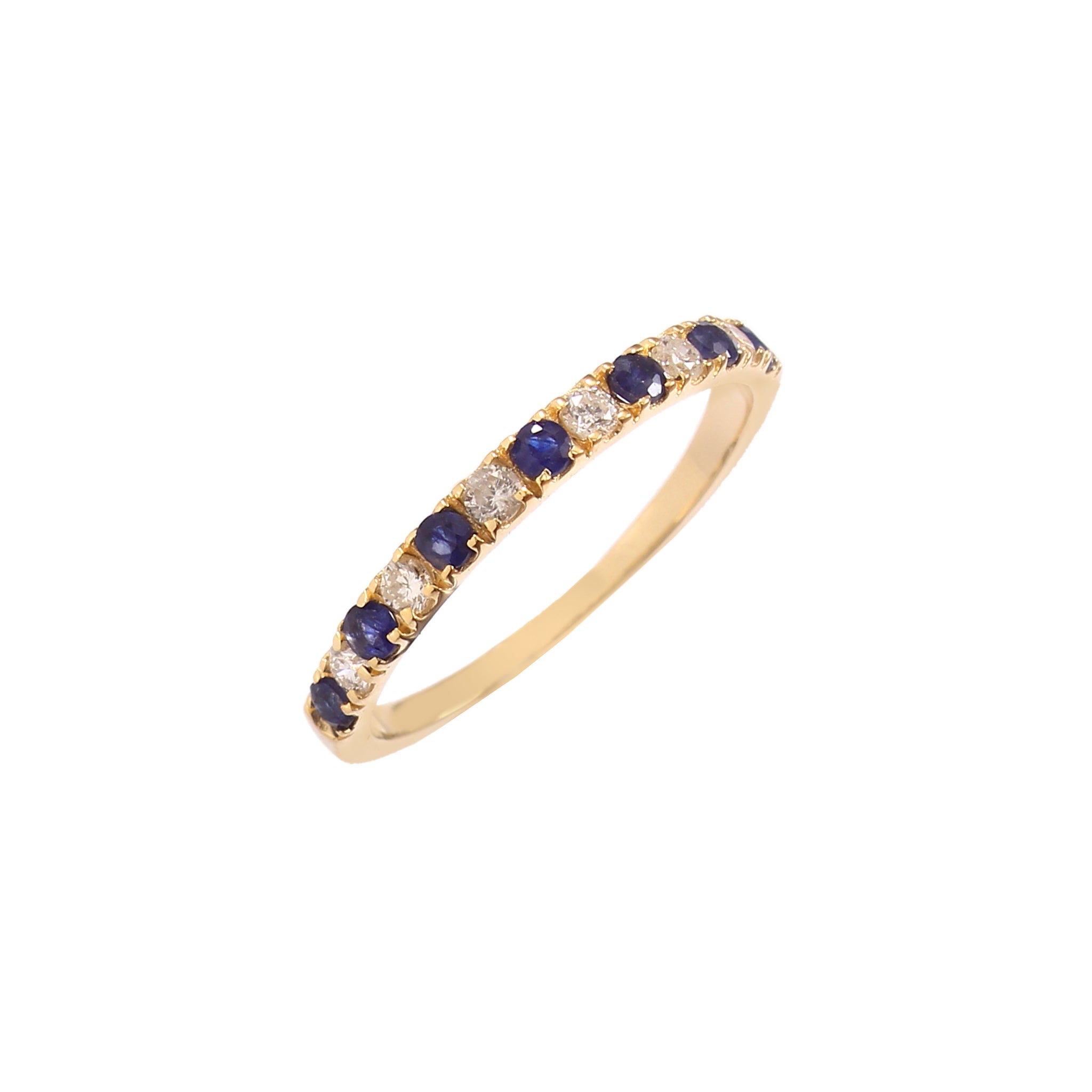 Anillo De Churumbela En Oro Amarillo De 14K Con Diamante Y Zafiro 0.5 Ct