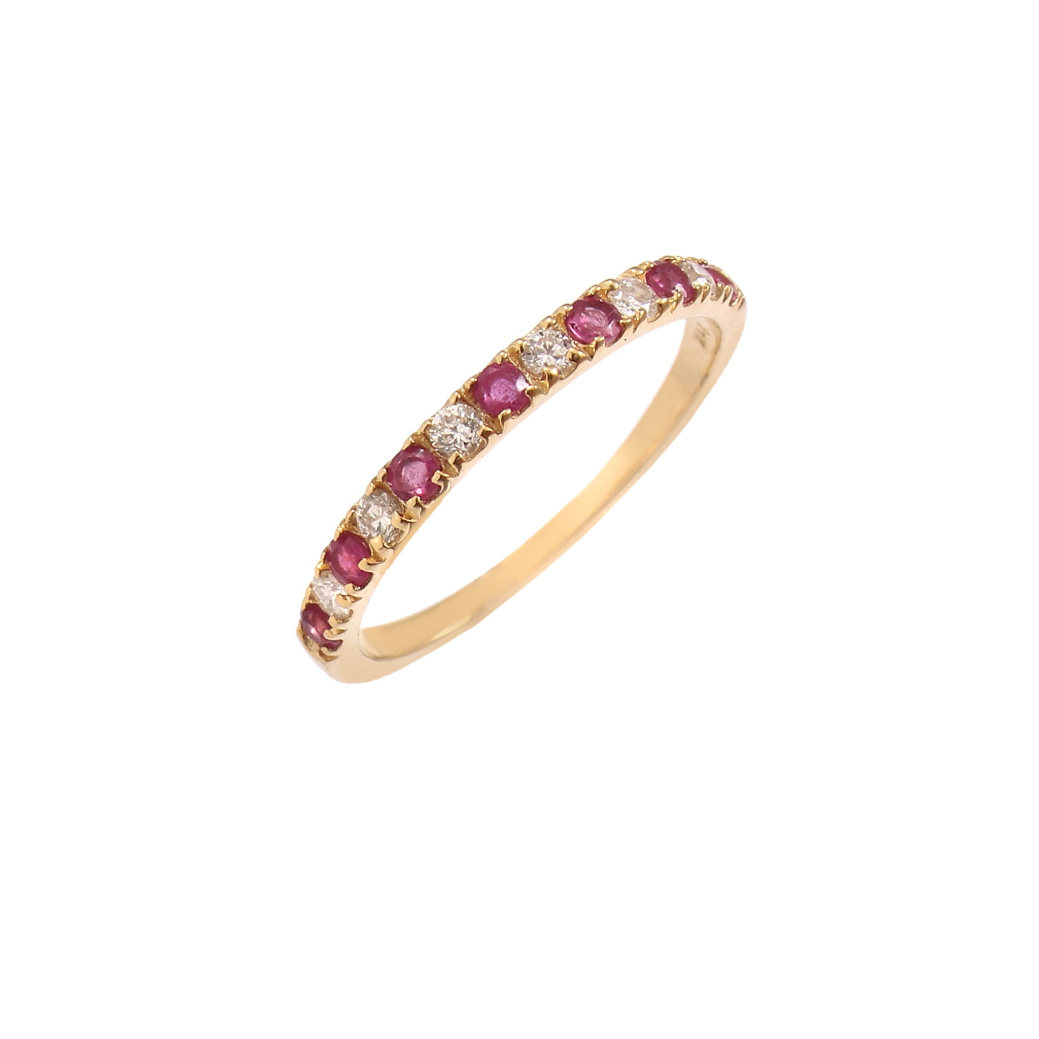 Anillo Churumbela En Oro Amarillo De 14K Con Diamante Y Rubí 0.5 Ct
