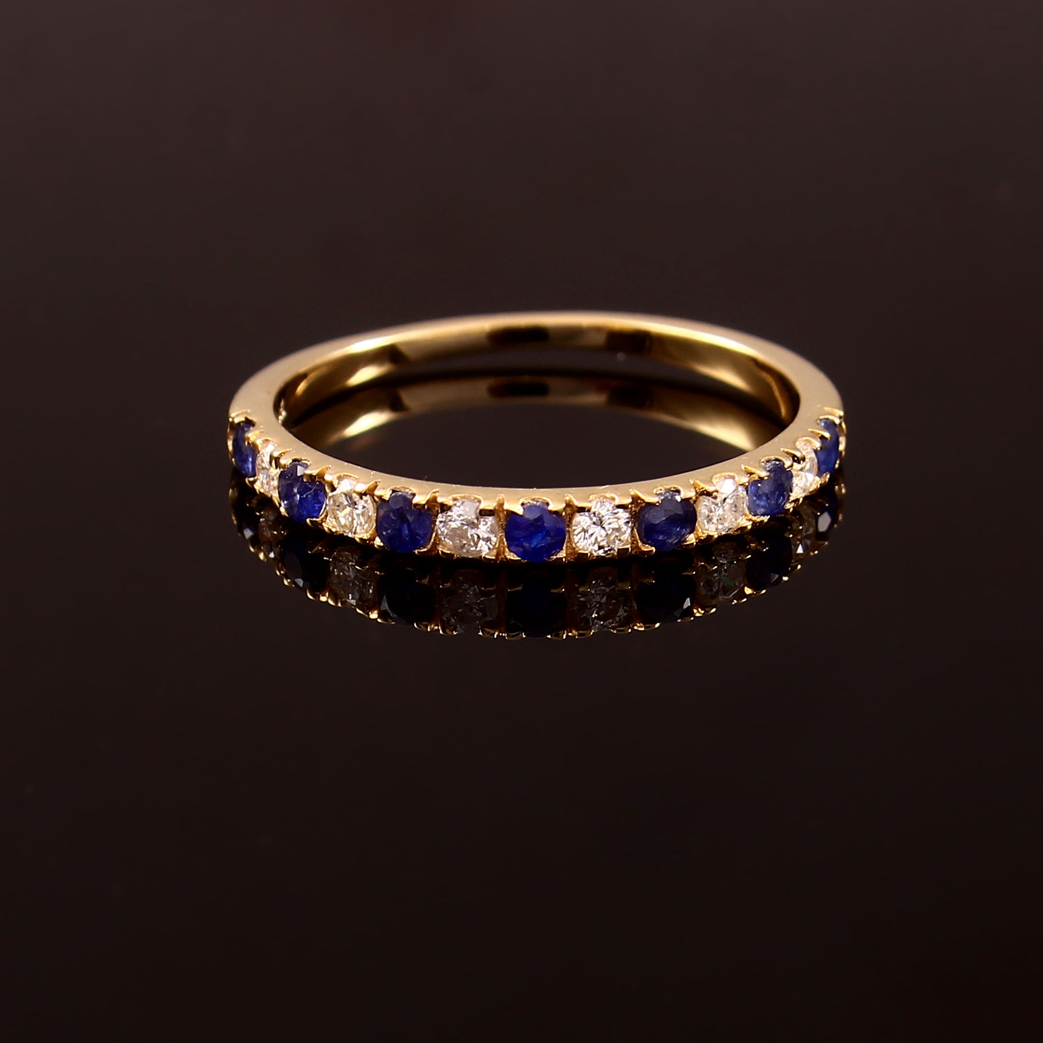 Anillo De Churumbela En Oro Amarillo De 14K Con Diamante Y Zafiro 0.5 Ct
