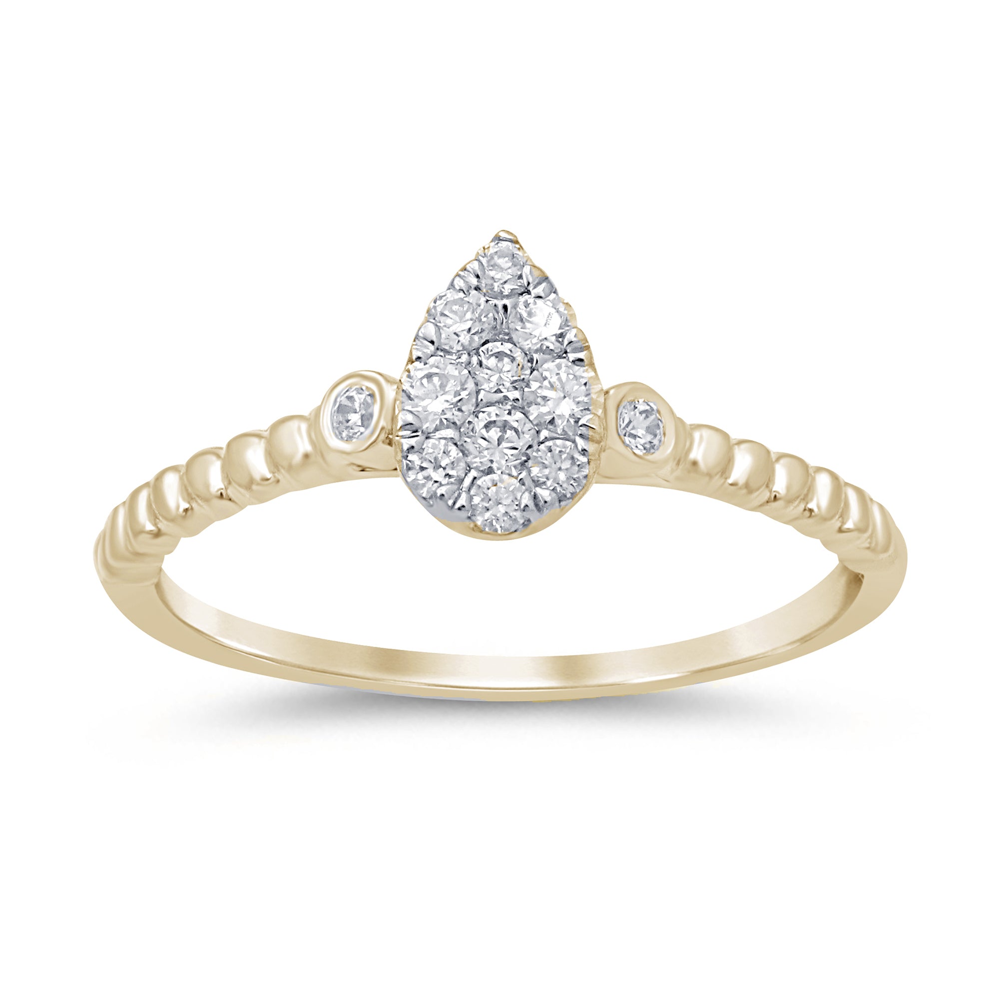 Anillo Solitaire Pera De Diamante En Oro Amarillo De 14K .25Ct