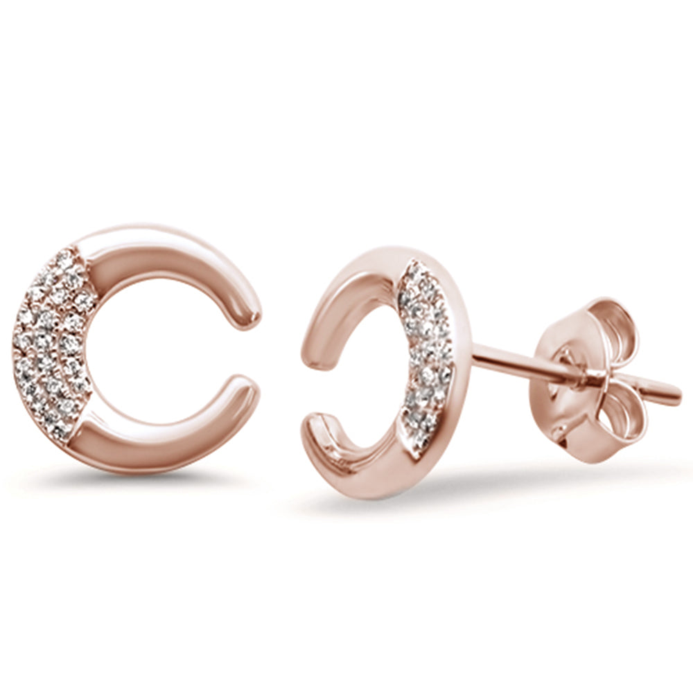 Aretes Luna De Diamante En Oro Rosa De 14K .07Ct