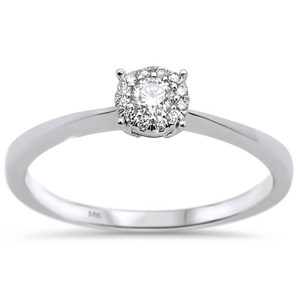 Anillo de compromiso diamante natural de 0.15ct. oro blanco de 14K.