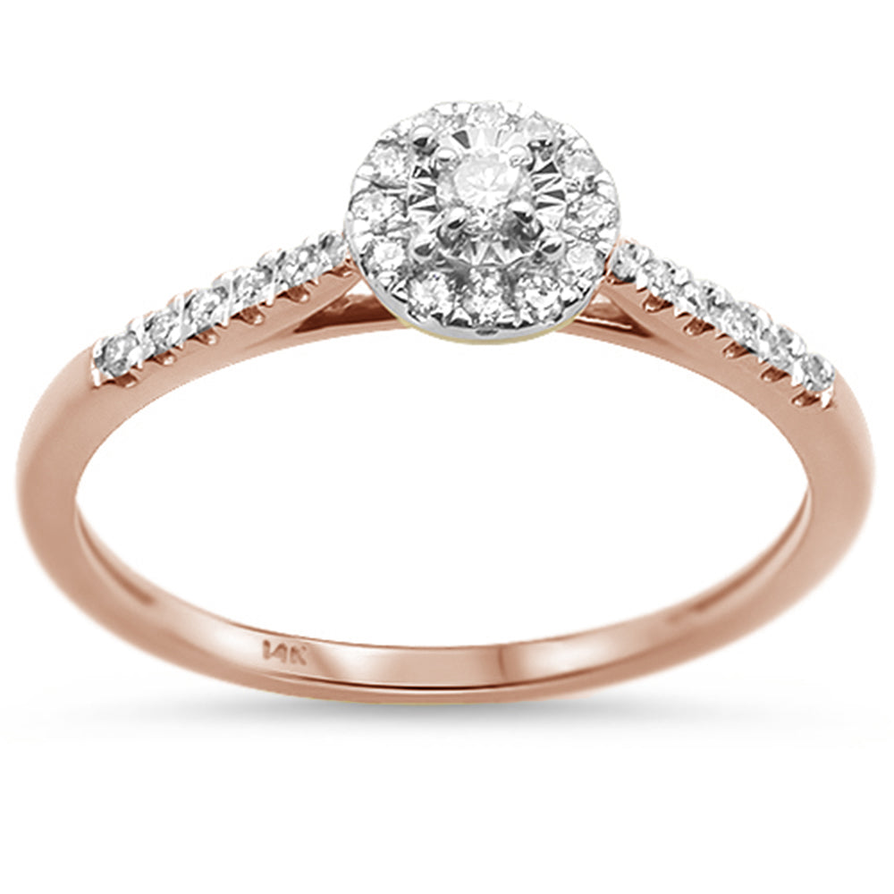 Anillo Solitaire De Diamante En Oro Rosa De 14K .14Ct