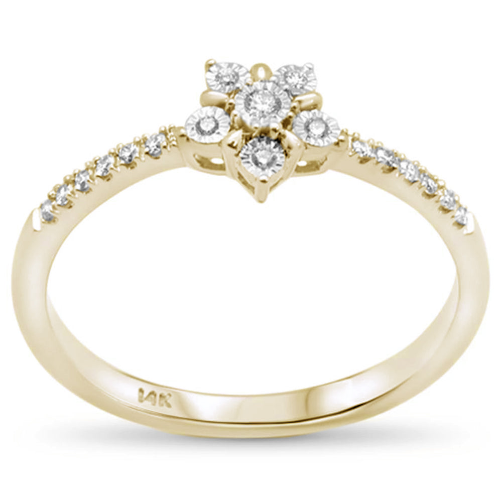 Anillo Flor De Diamante En Oro Amarillo De 14K .08Ct