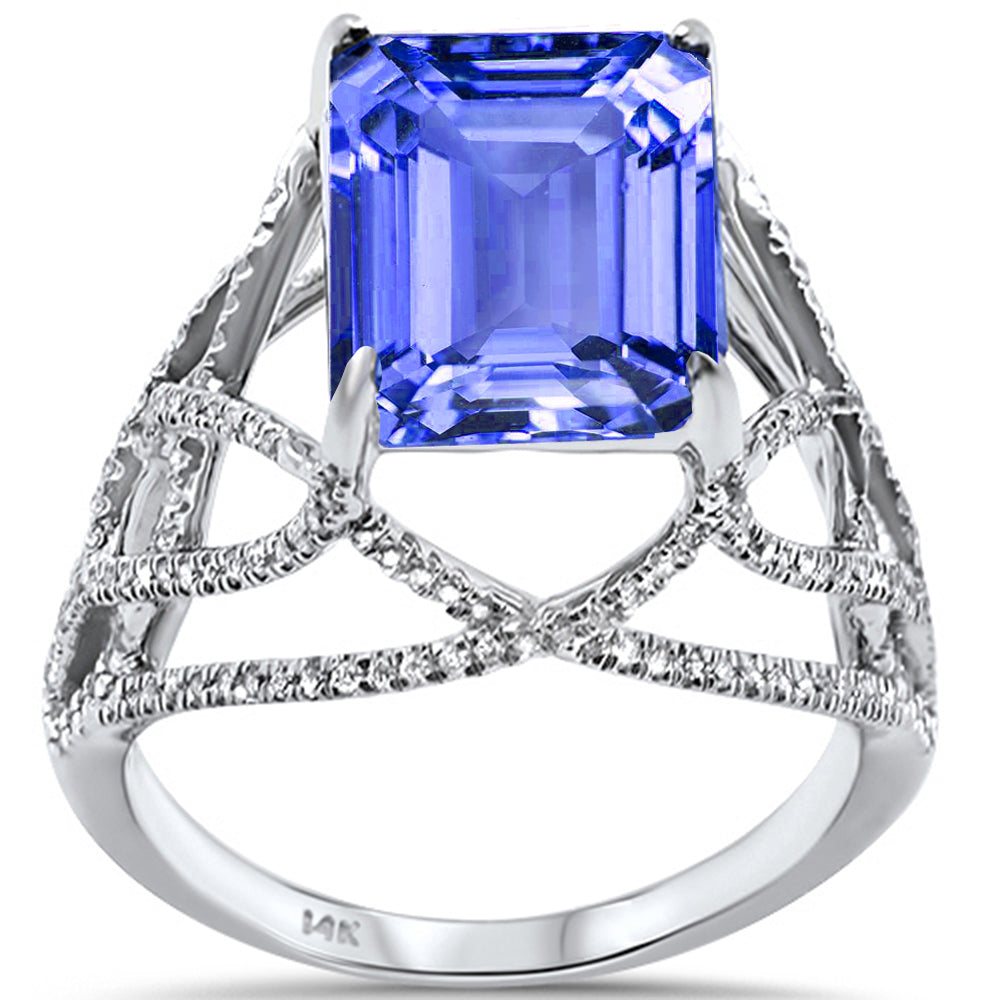 Anillo De Diamante Y Tanzanita En Oro Blanco De 14K 4.52Ct