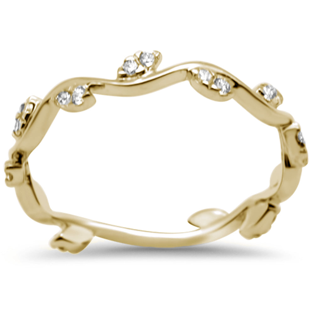 Anillo Hoja De Diamante En Oro Amarillo De 14K .23Ct