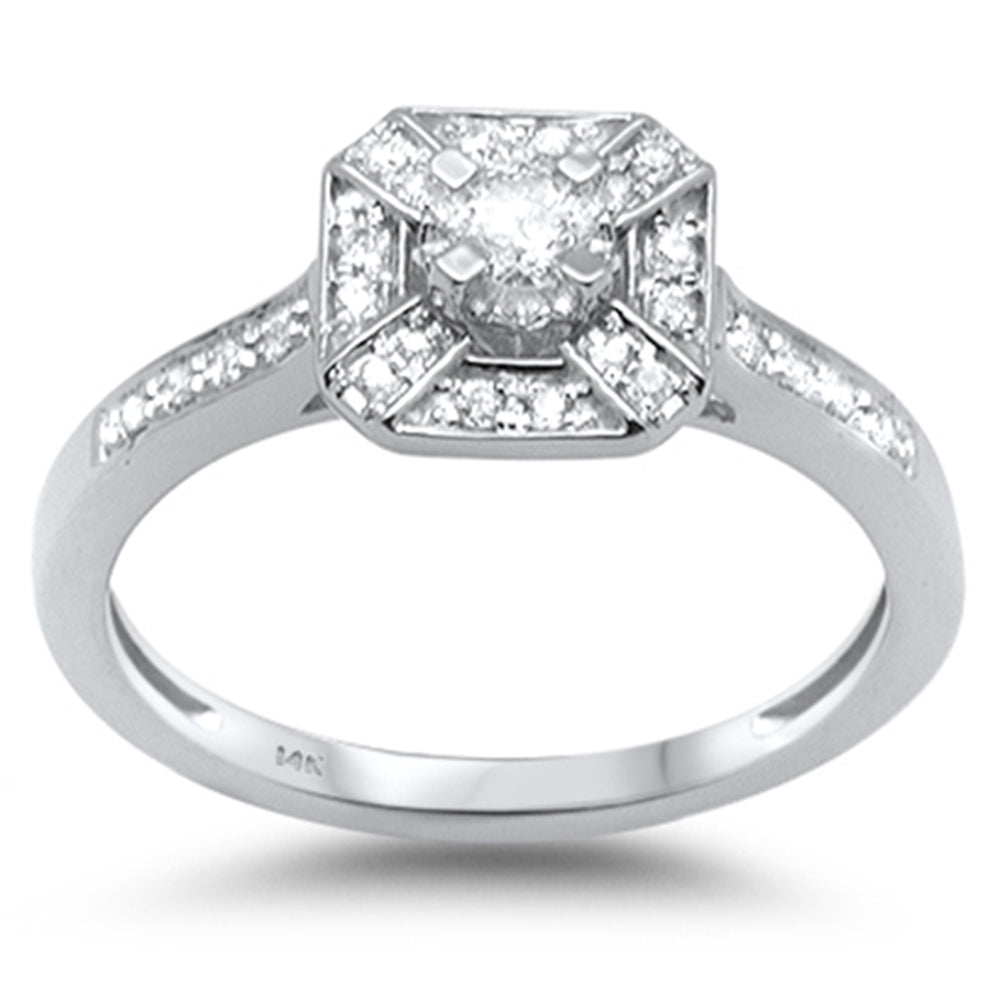 Anillo De Diamante En Oro Blanco De 14K 0.22Ct