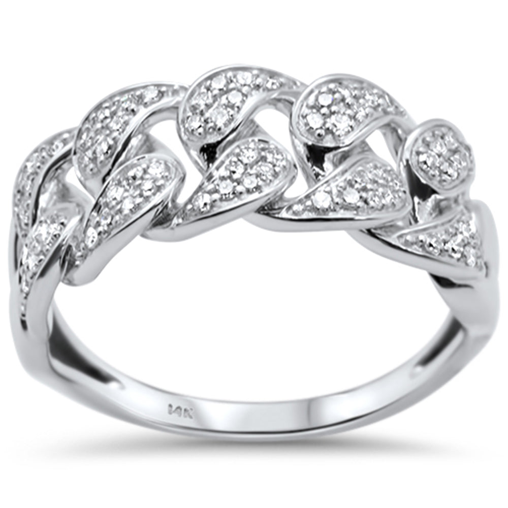 Anillo Cubana De Diamante En Oro Blanco De 14K .36Ct