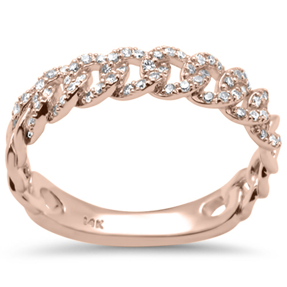 Anillo Cubana De Diamante En Oro Rosa De 14K .25Ct