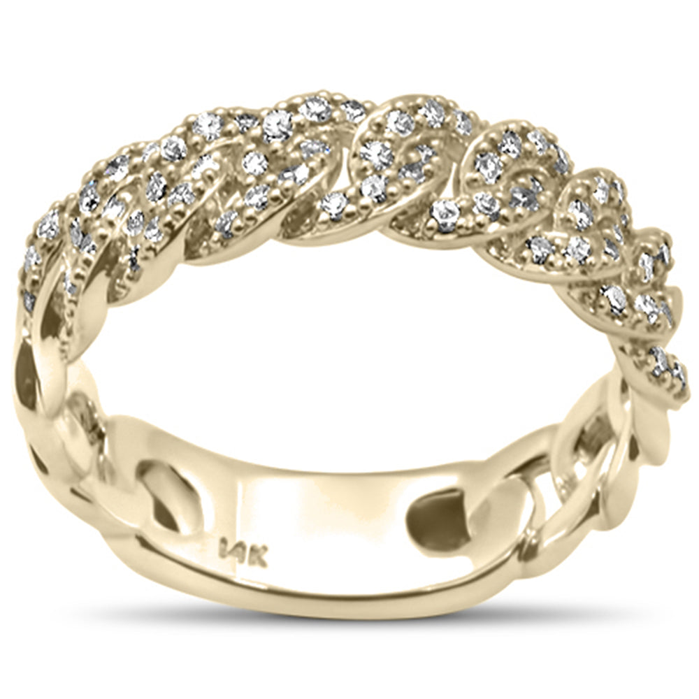 Anillo Cubana De Diamante En Oro Amarillo De 14K .32Ct