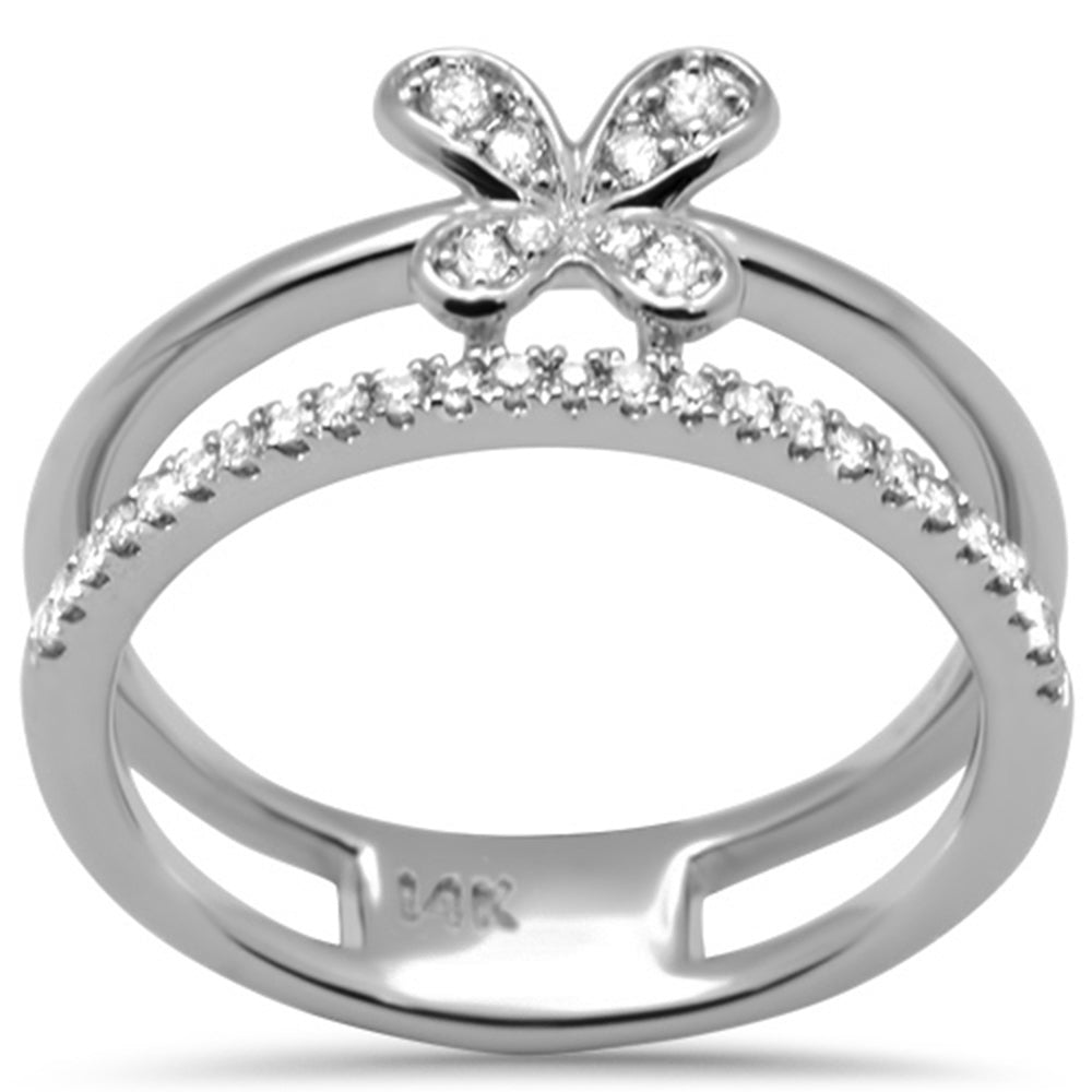 Anillo Mariposa De Diamante En Oro Blanco De 14K .20Ct