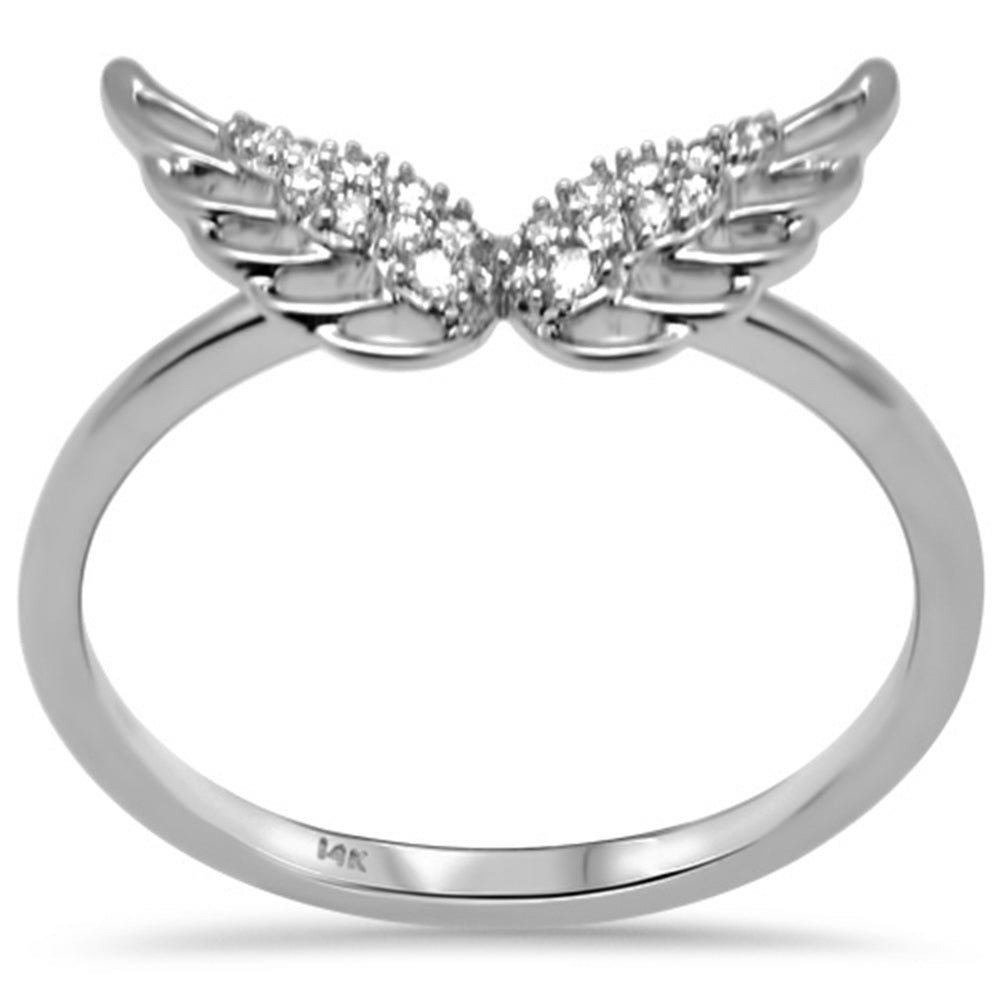 Anillo Ala De Diamante En Oro Blanco De 14K .10Ct