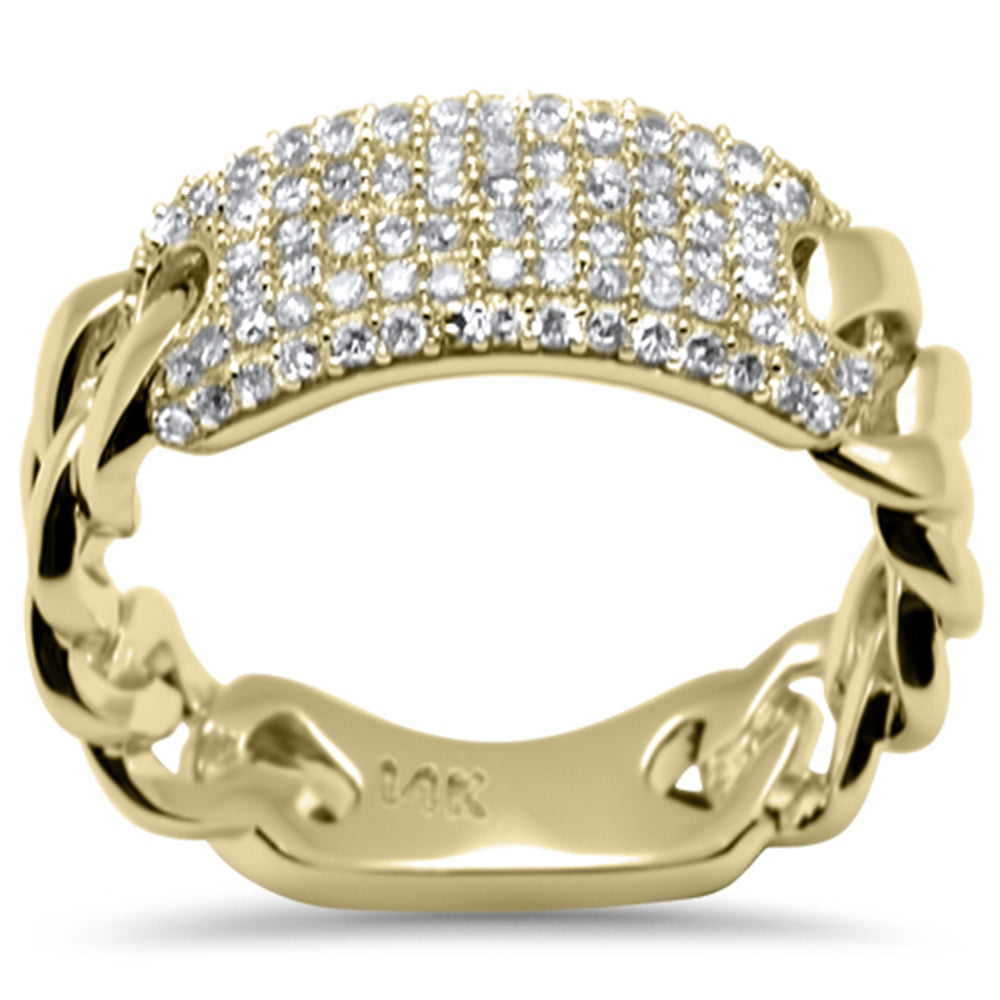 Anillo Cubana De Diamante En Oro Amarillo De 14K .49Ct