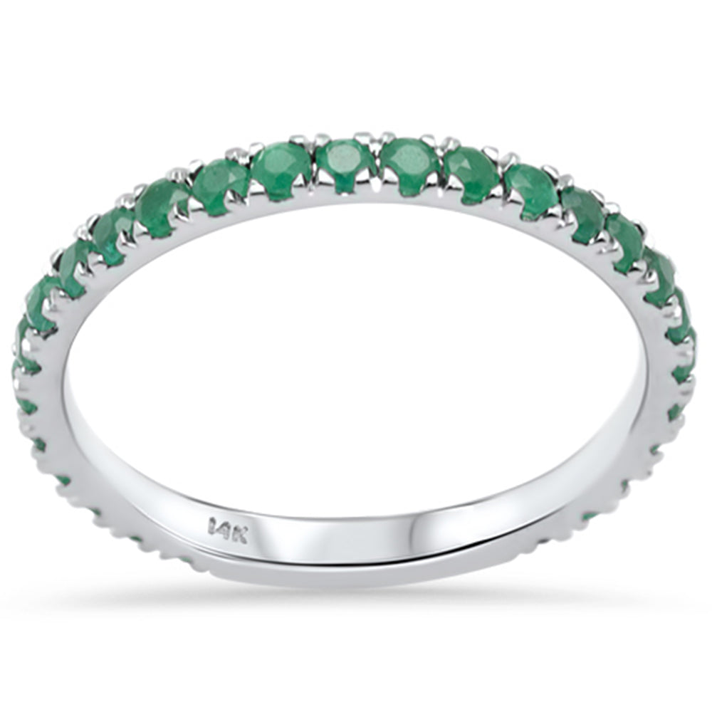 Anillo Churumbela de oro blanco de 14K con esmeralda natural de 0.70ct G SI.