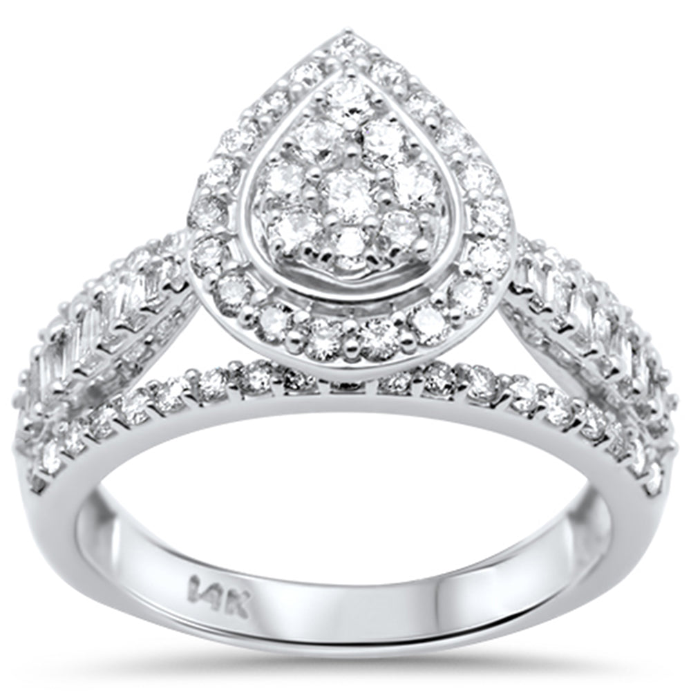 Anillo Pera De Diamante En Oro Blanco De 14K 1.03Ct