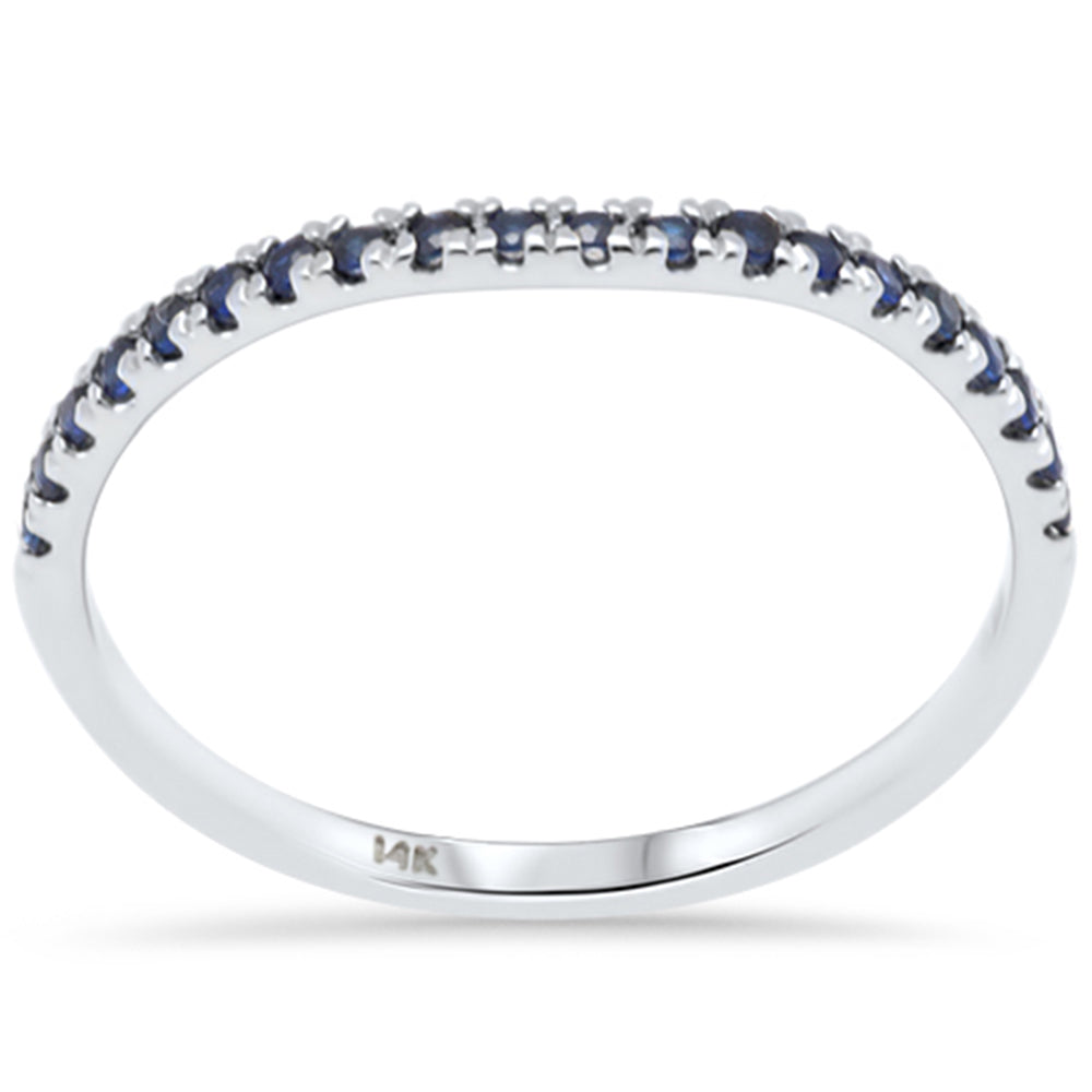 Anillo de oro blanco de 14K con zafiro azul y piedras preciosas naturales, 0.2CT.