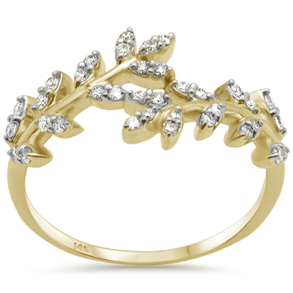 Anillo Hoja De Diamante En Oro Amarillo De 14K .26Ct