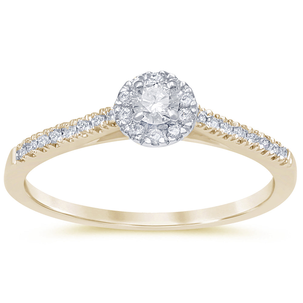 Anillo De Diamante En Oro Amarillo De 14K .32Ct