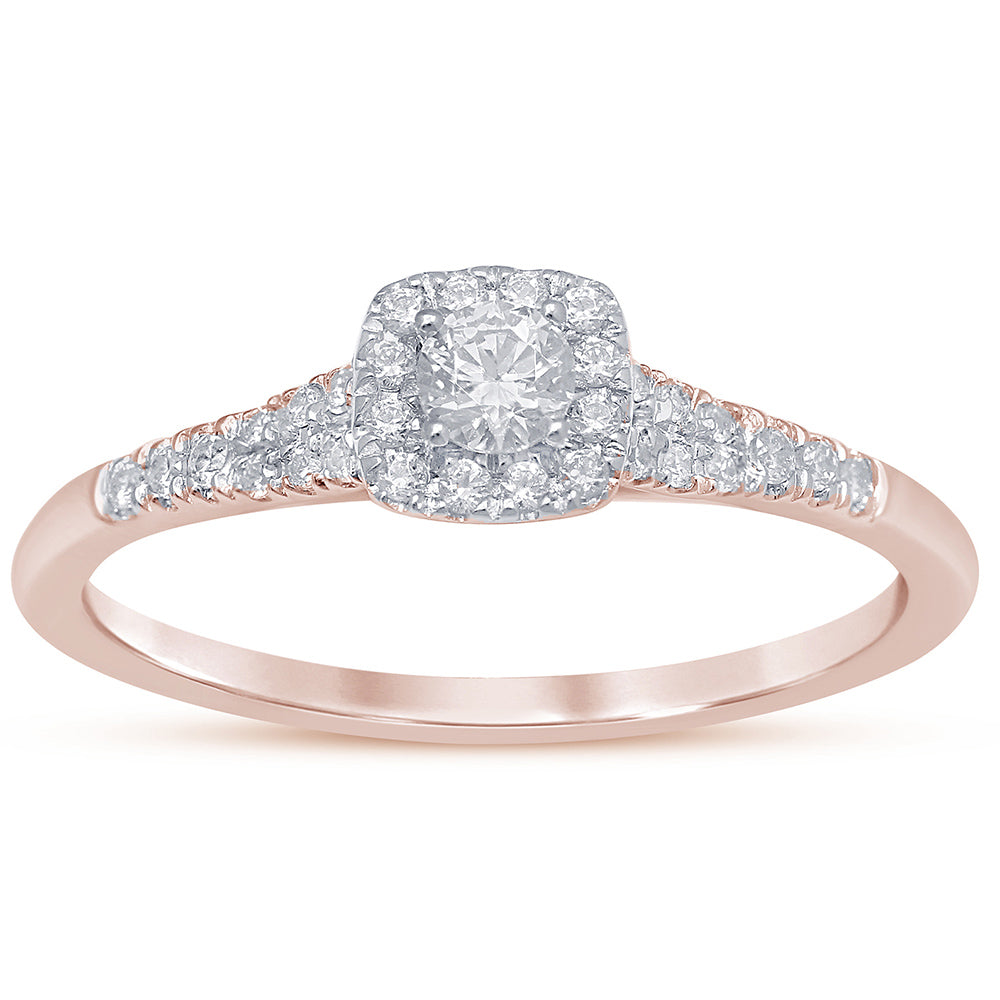 Anillo De Diamante En Oro Rosa De 14K .26Ct