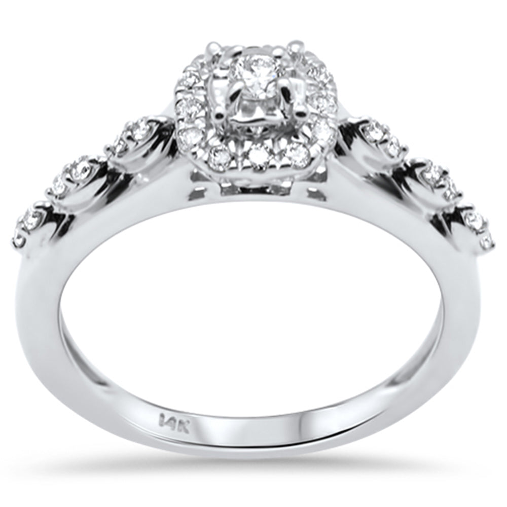 Anillo Halo De Diamante En Oro Blanco De 14K .28Ct