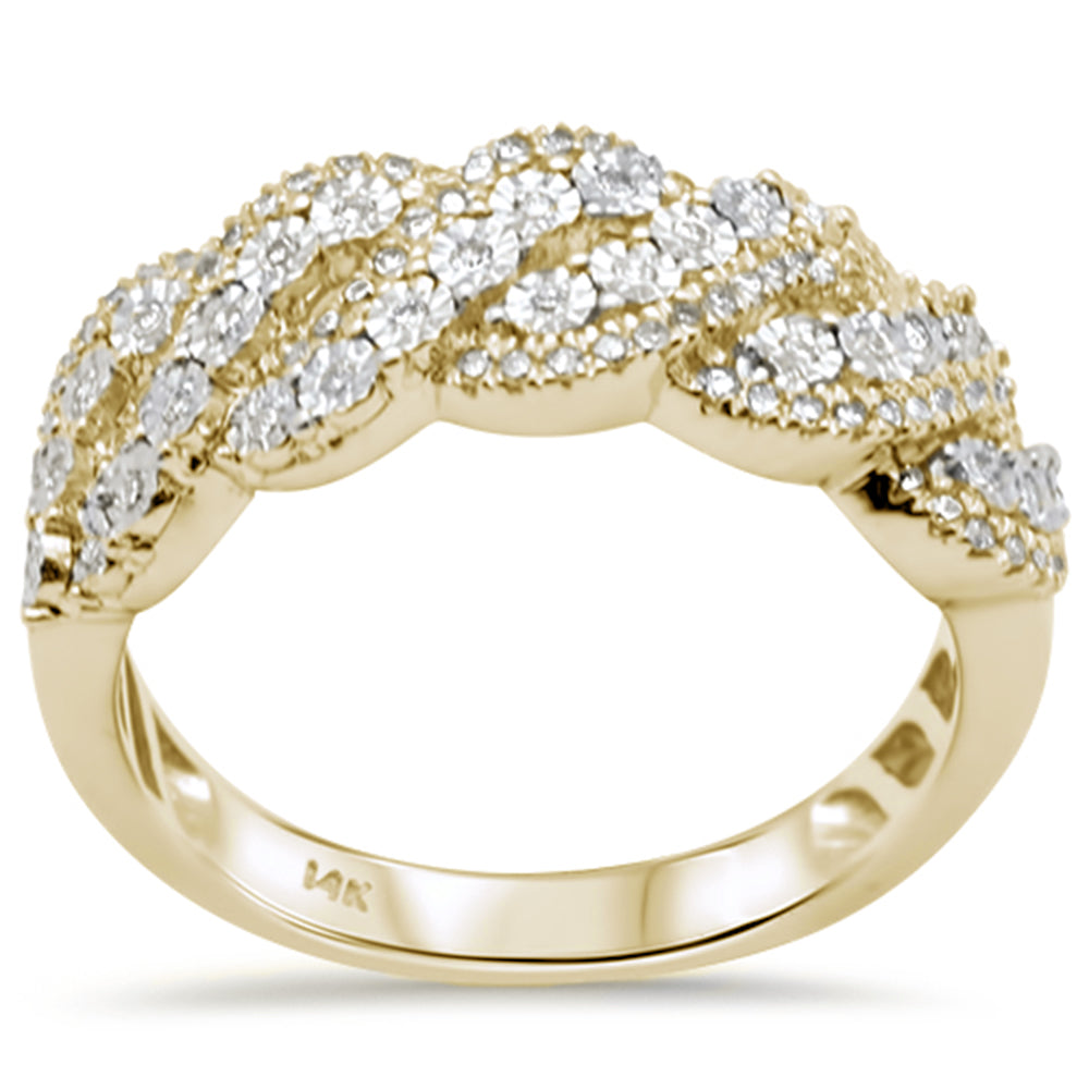 Anillo Cubana De Diamante En Oro Amarillo De 14K .26Ct