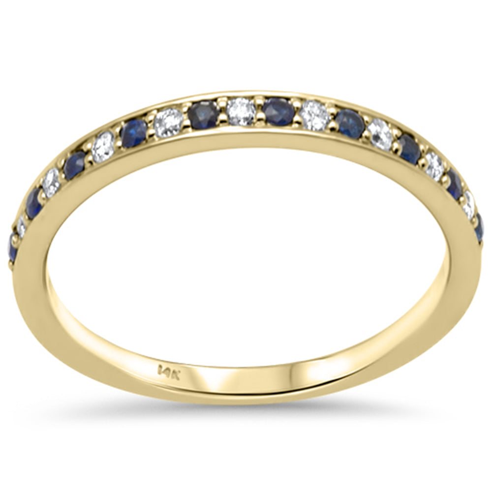 Anillo de oro amarillo de 14K con diamantes y zafiro azul, 0.25CT.